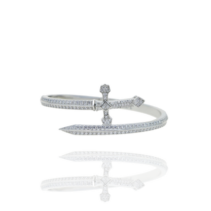 Iced Cross Armreif Silber