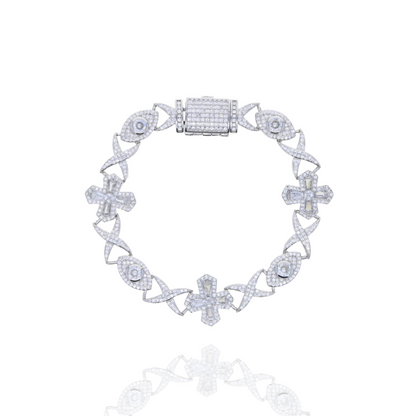 20cm Iced Out Stars & Eye Armband Silber