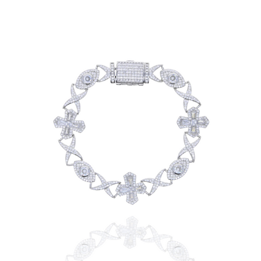 20cm Iced Out Stars & Eye Armband Silber