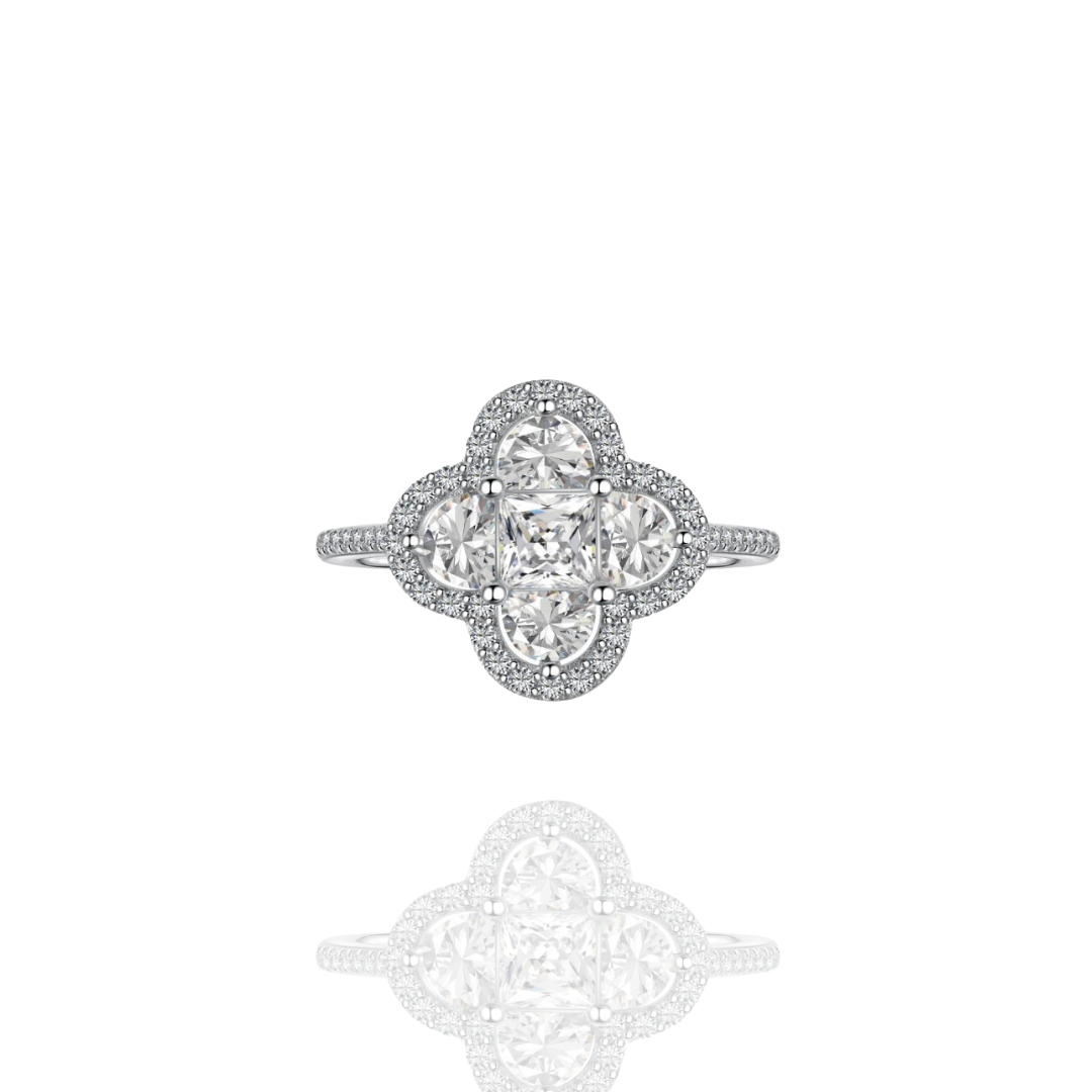 Iced Clover Ring Silber