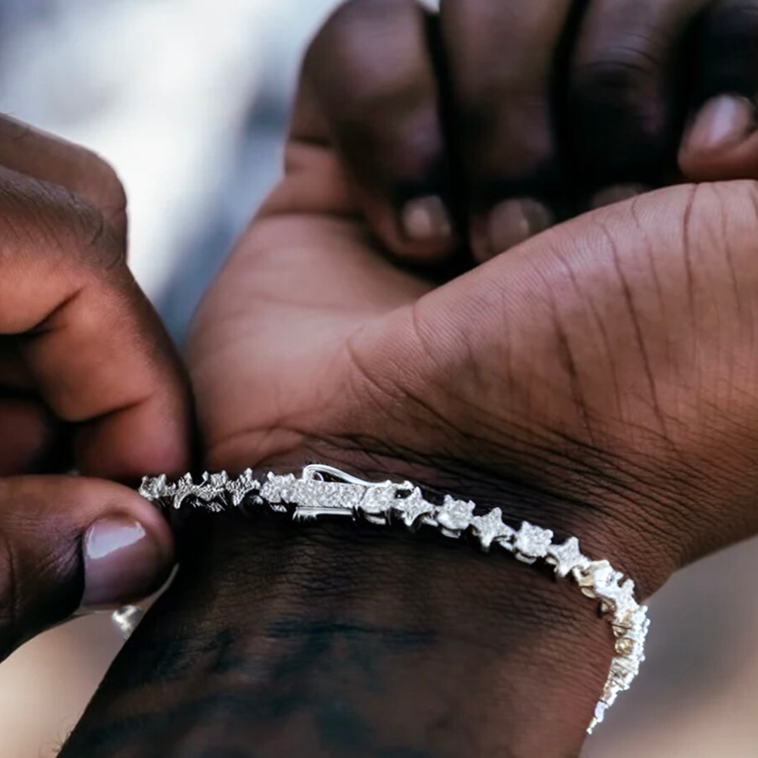 Iced Out Stars Armband Silber