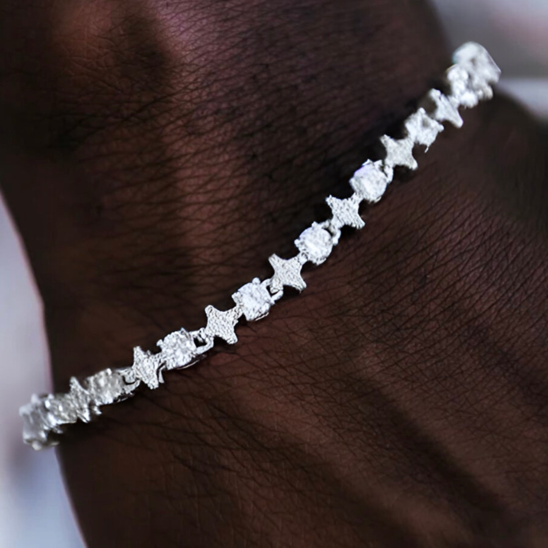 Iced Out Stars Armband Silber